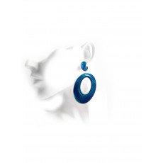 Big Oval Blue Teal Earrings, 